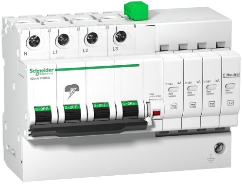 Ограничитель импульсных напряжений УЗИП Schneider Electric Acti9 iQuick 4п L-N-PE классII 40кА с NFC фото Ограничитель импульсных напряжений УЗИП Schneider Electric Acti9 iQuick 4п L-N-PE классII 40кА с NFC картинка